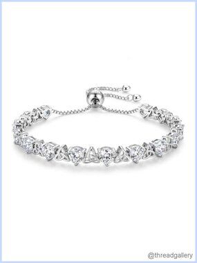 Moissanite Tennis Bracelet 925 Sterling Silver White Gold Plated Chain